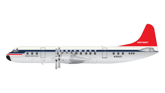 Northwest Orient Airlines Lockheed L-188C Electra N128US Polished Gemini 200 G2NWA1028 Scale 1:200